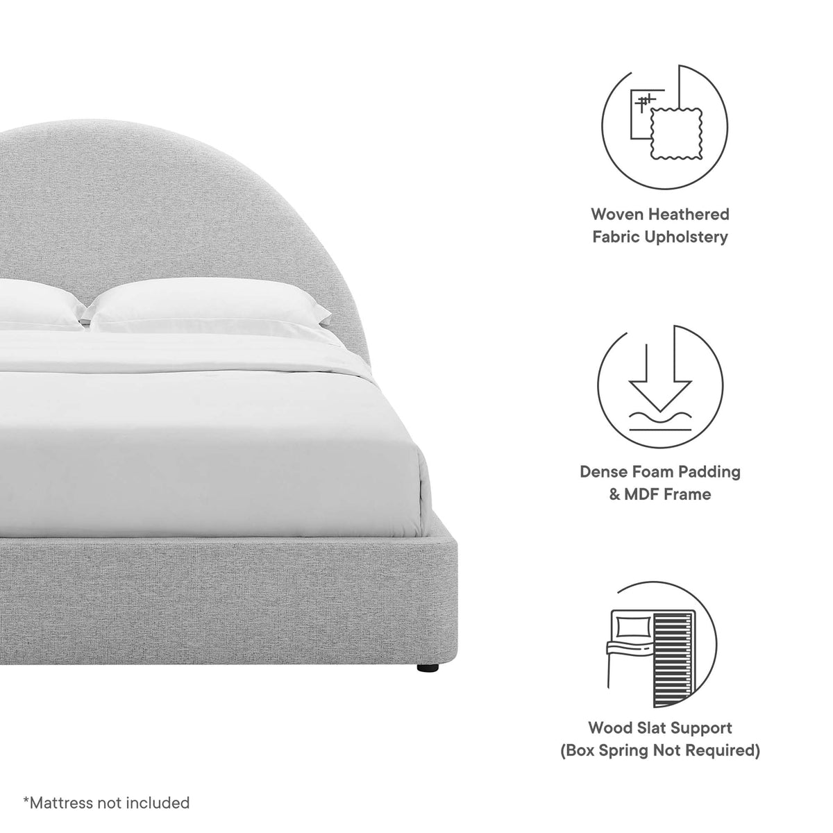 Resort Upholstered Fabric Arched Round Platform Bed by Modway, photo 12 of 44
