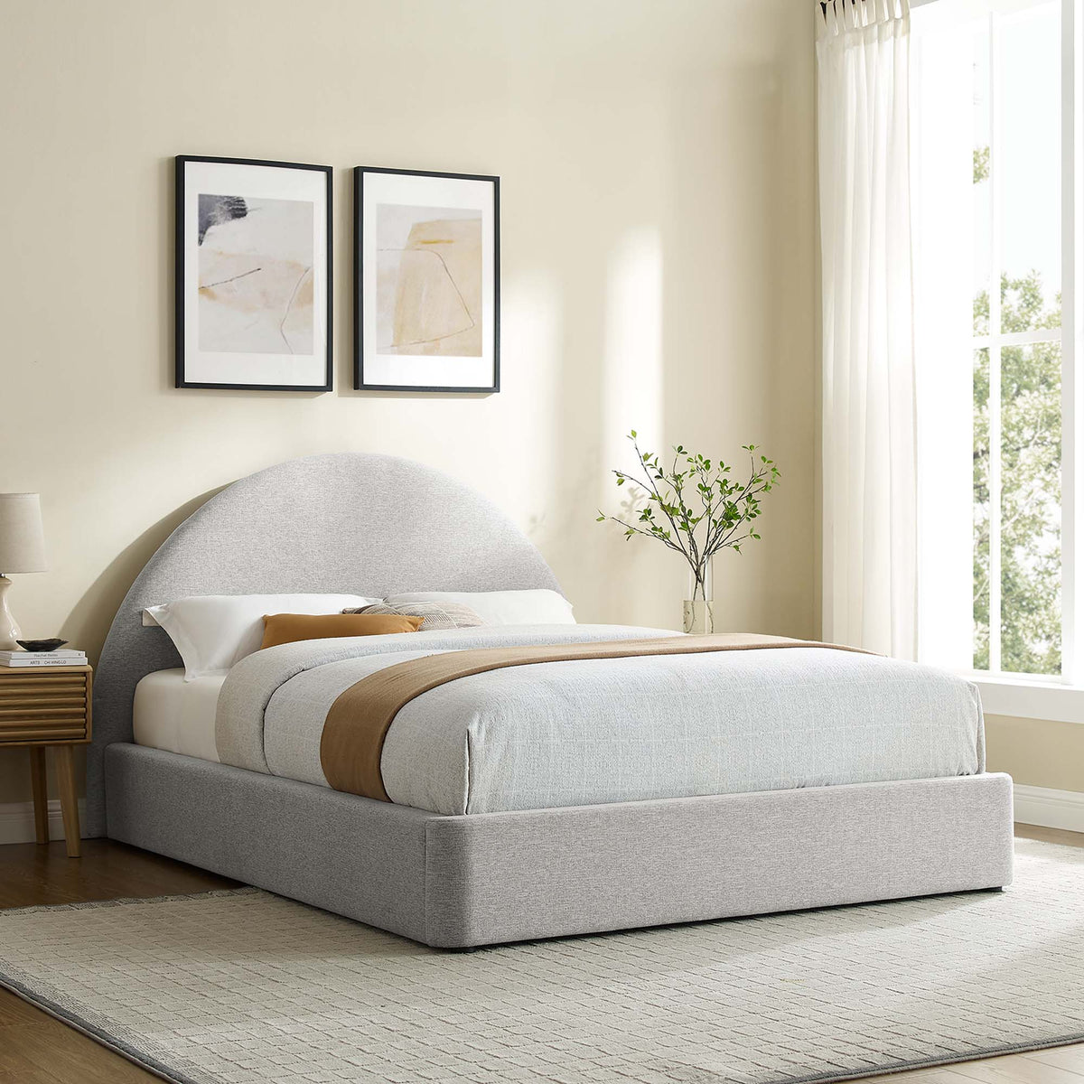 Resort Upholstered Fabric Arched Round Platform Bed by Modway, photo 17 of 44