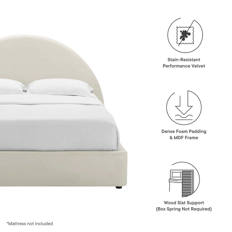 Resort Performance Velvet Arched Round Full Platform Bed by HouseOfZazla