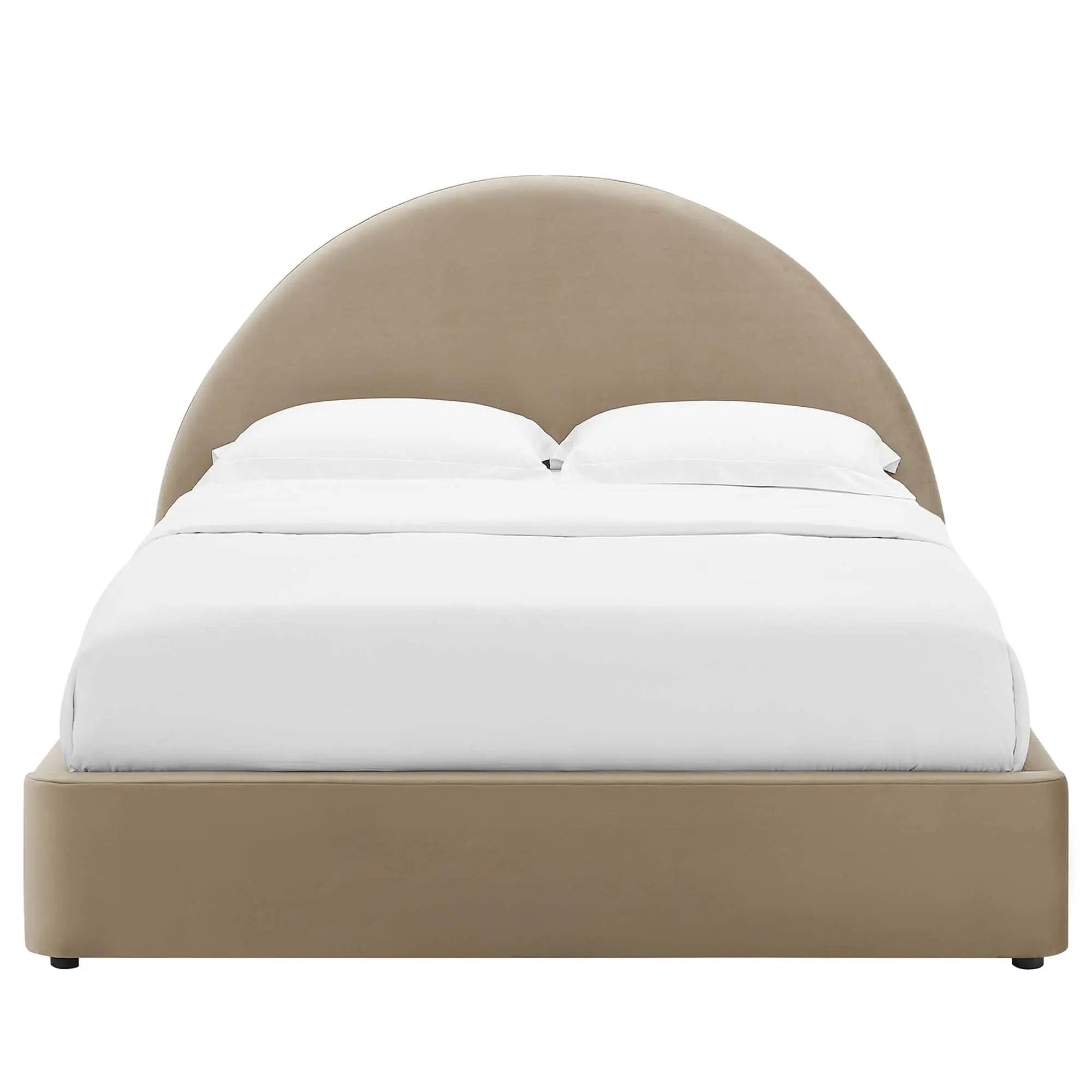 Resort Performance Velvet Arched Round Full Platform Bed by HouseOfZazla