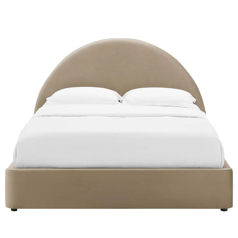 Resort Performance Velvet Arched Round Full Platform Bed by HouseOfZazla
