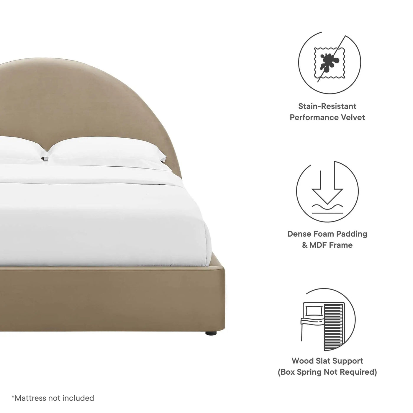 Resort Performance Velvet Arched Round Full Platform Bed by HouseOfZazla