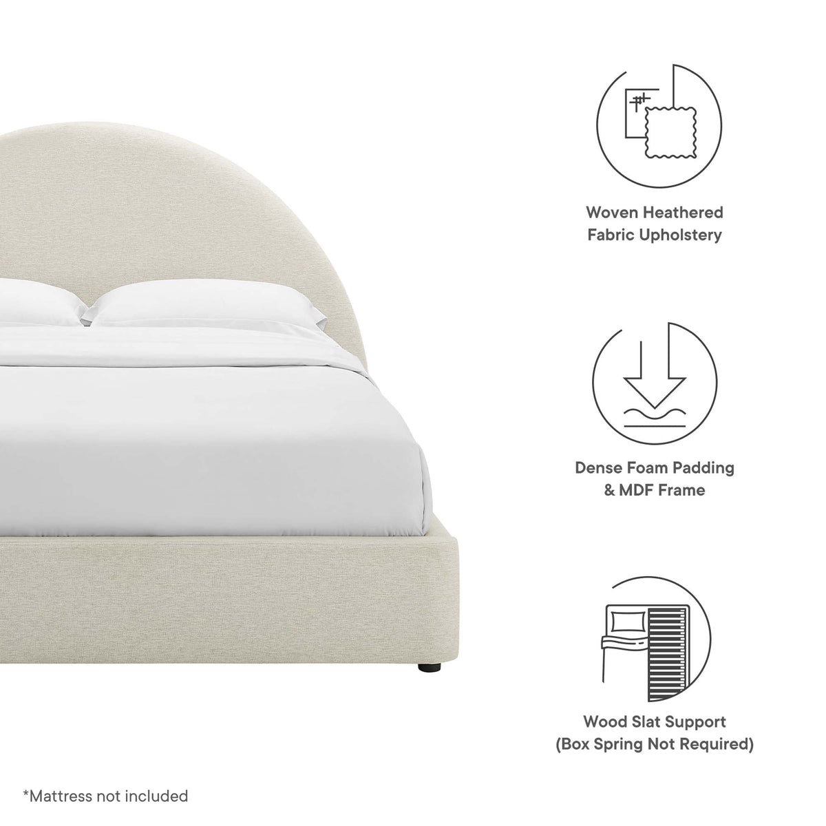 Resort Upholstered Fabric Arched Round Platform Bed by Modway, photo 30 of 44