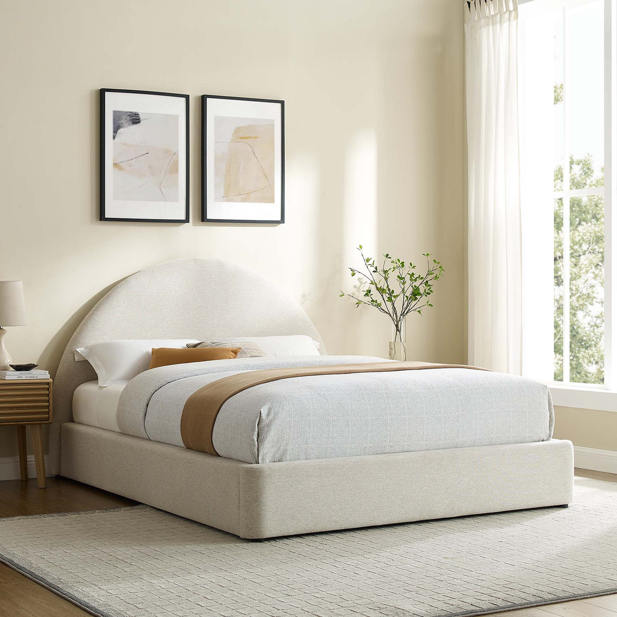 Resort Upholstered Fabric Arched Round Platform Bed by Modway, photo 35 of 44