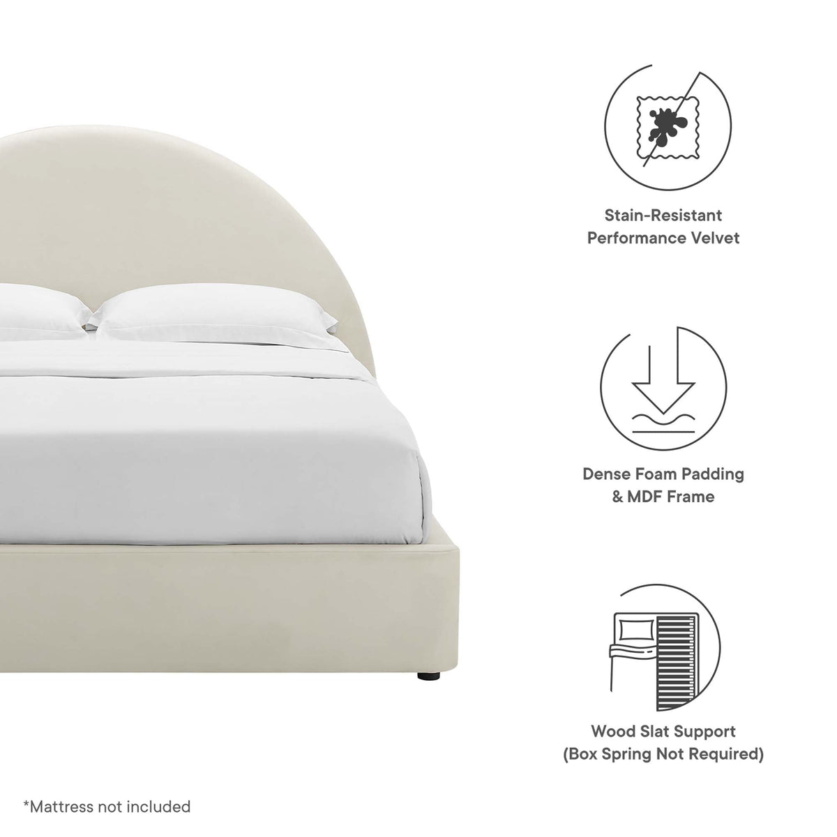 Resort Performance Velvet Arched Round King Platform Bed by Modway, photo 3 of 18