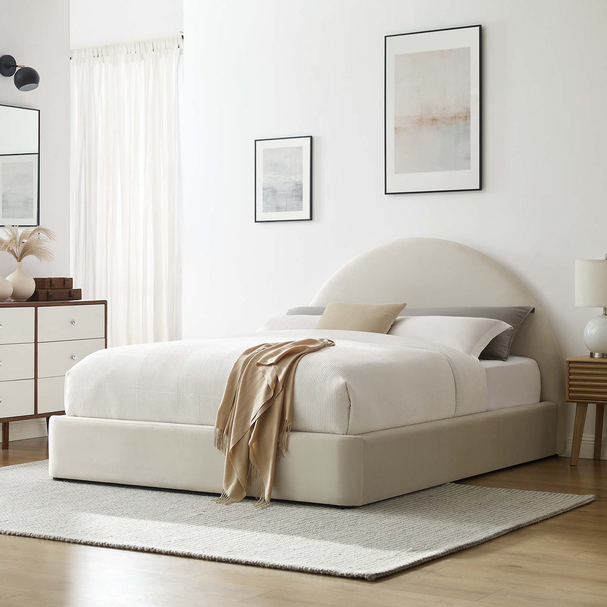 Resort Performance Velvet Arched Round King Platform Bed by Modway, photo 8 of 18