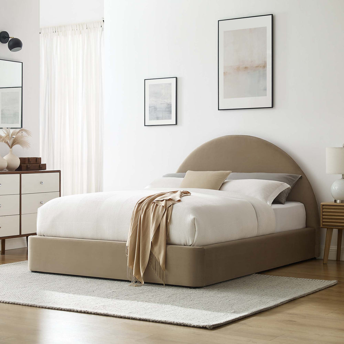 Resort Performance Velvet Arched Round King Platform Bed by Modway, photo 17 of 18