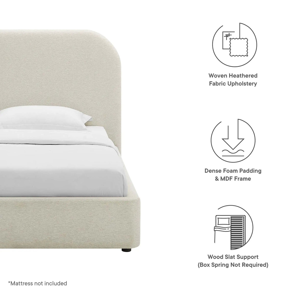 Keynote Upholstered Fabric Curved Twin Platform Bed by Modway by HouseOfZazla