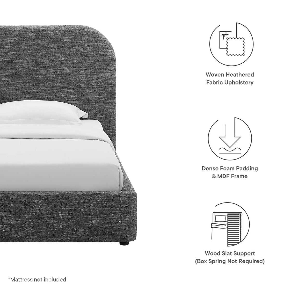 Keynote Upholstered Fabric Curved Twin Platform Bed by Modway by HouseOfZazla
