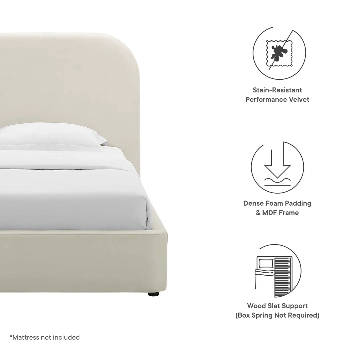 Keynote Performance Velvet Curved Twin Platform Bed by Modway by HouseOfZazla