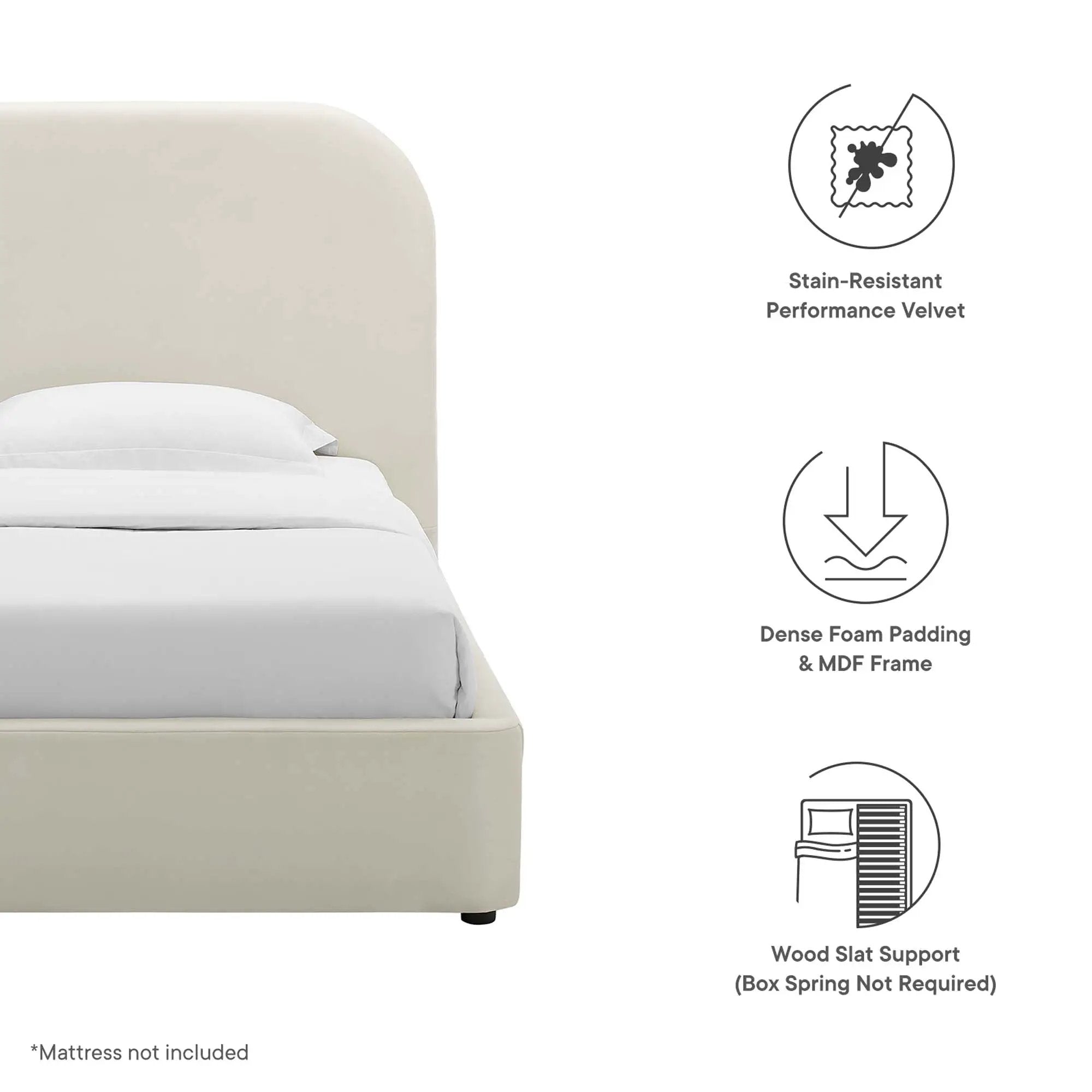 Keynote Performance Velvet Curved Twin Platform Bed by Modway by HouseOfZazla