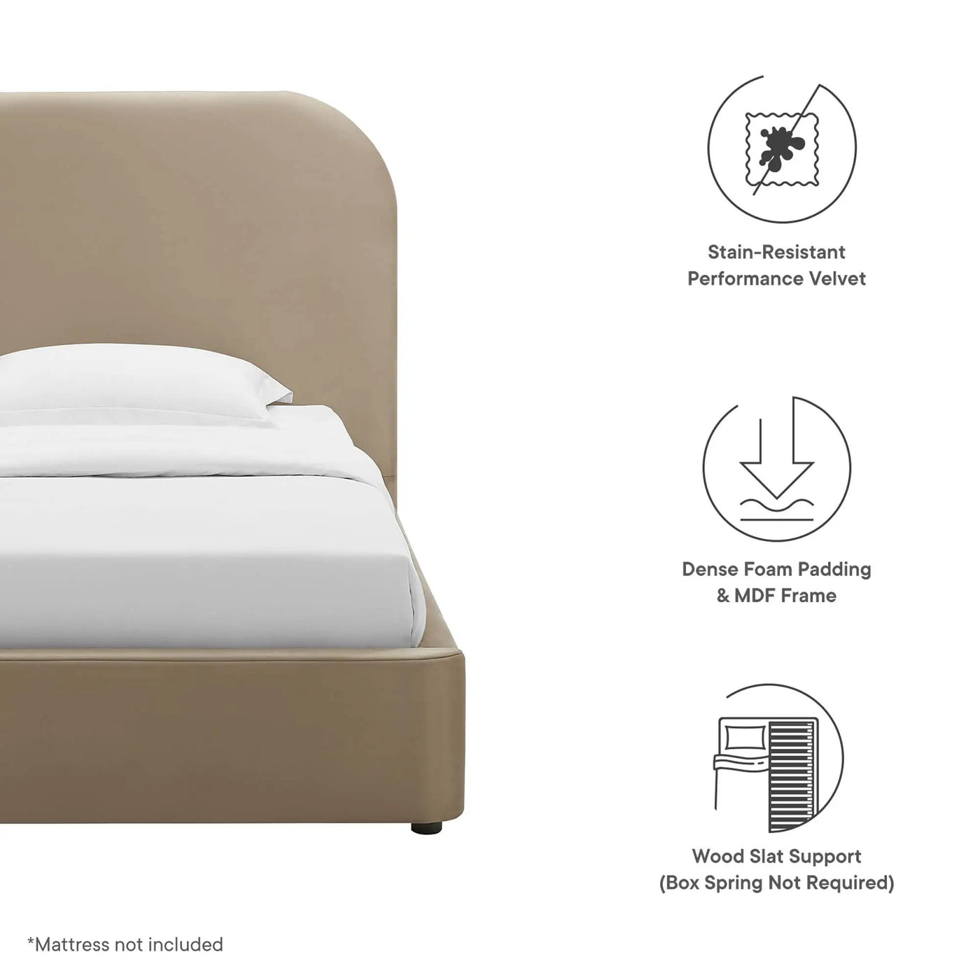 Keynote Performance Velvet Curved Twin Platform Bed by Modway by HouseOfZazla