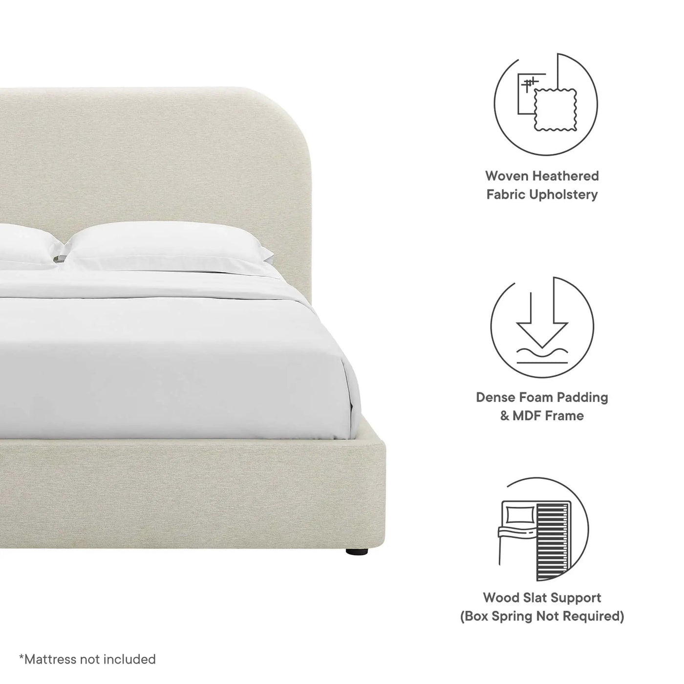 Keynote Upholstered Full Size Fabric Curved Platform Bed by Modway by HouseOfZazla