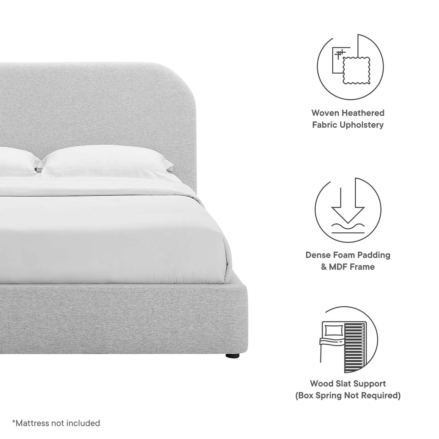 Keynote Upholstered Full Size Fabric Curved Platform Bed by Modway by HouseOfZazla