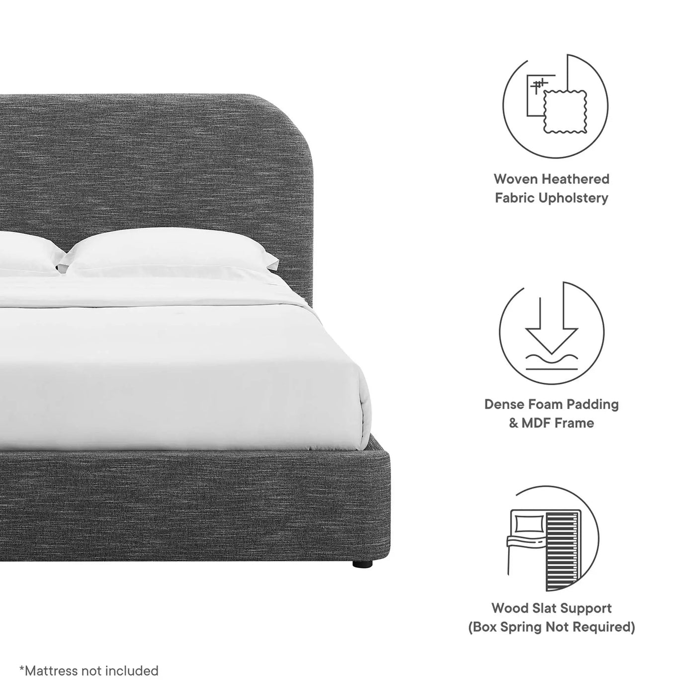 Keynote Upholstered Full Size Fabric Curved Platform Bed by Modway by HouseOfZazla