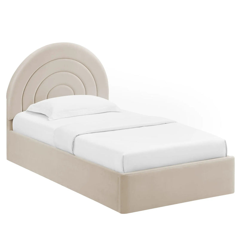 Solana Arched Performance Velvet Twin Platform Bed by HouseOfZazla