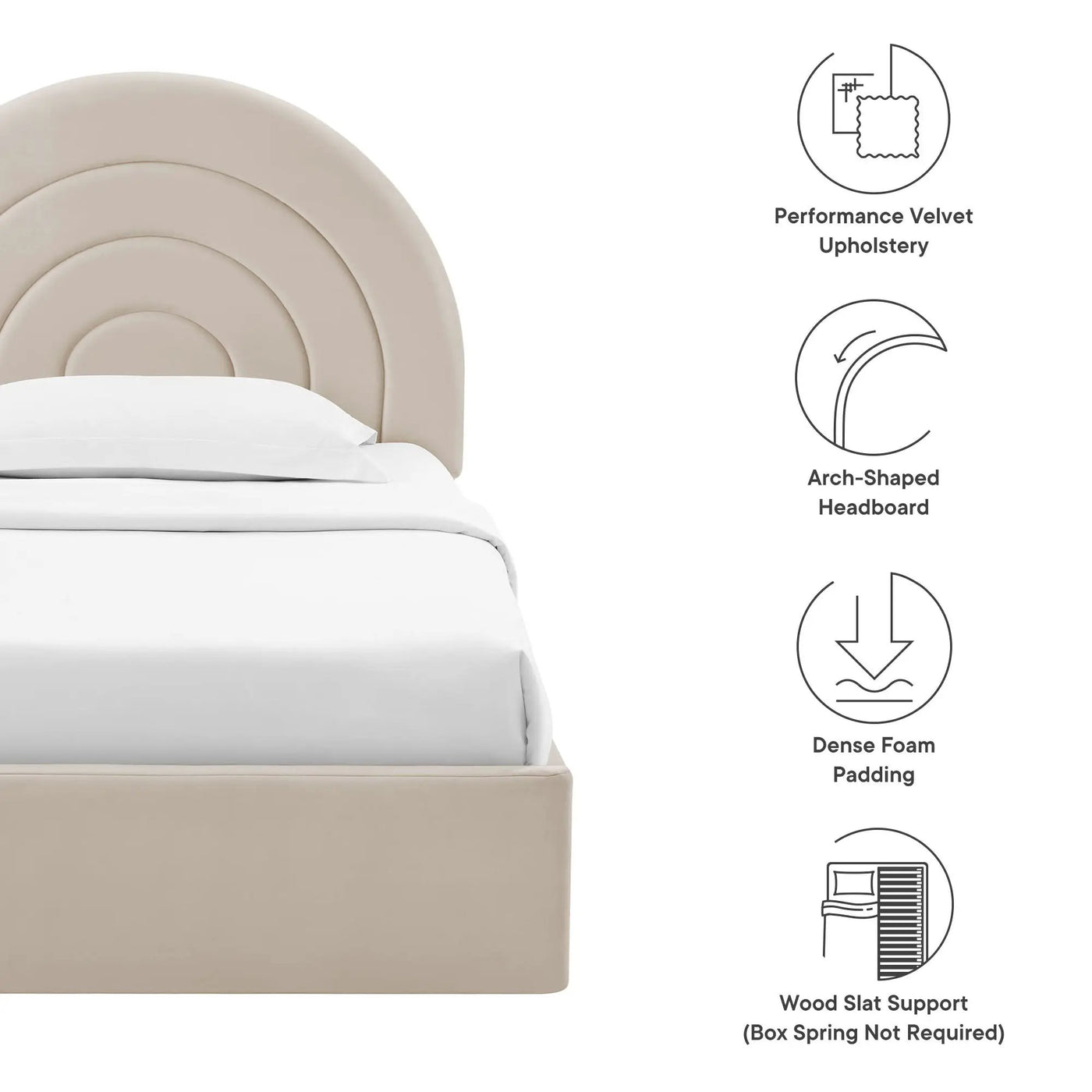 Solana Arched Performance Velvet Twin Platform Bed by HouseOfZazla
