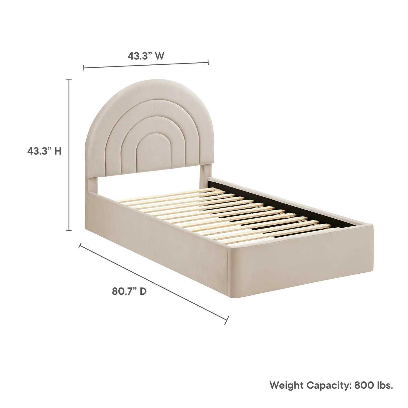 Solana Arched Performance Velvet Twin Platform Bed by HouseOfZazla