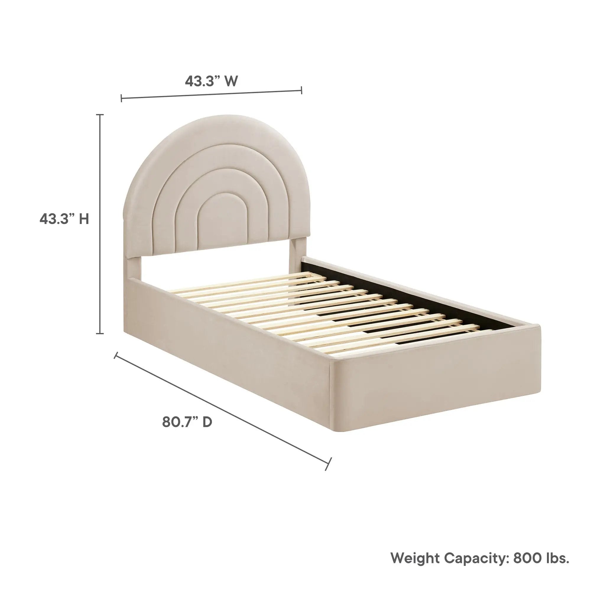 Solana Arched Performance Velvet Twin Platform Bed by HouseOfZazla