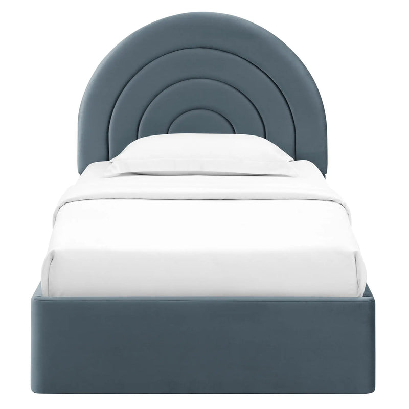 Solana Arched Performance Velvet Twin Platform Bed by HouseOfZazla