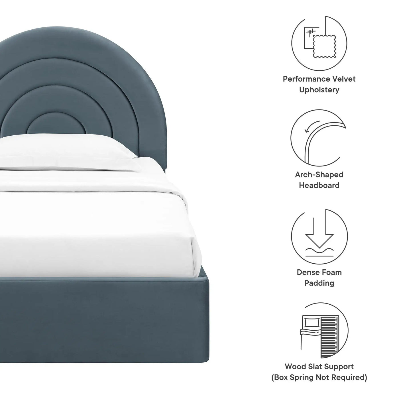 Solana Arched Performance Velvet Twin Platform Bed by HouseOfZazla