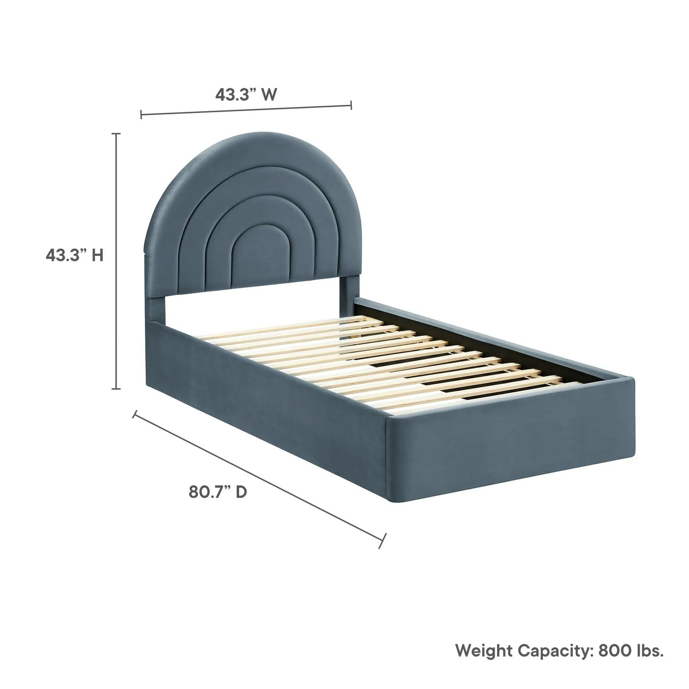 Solana Arched Performance Velvet Twin Platform Bed by HouseOfZazla