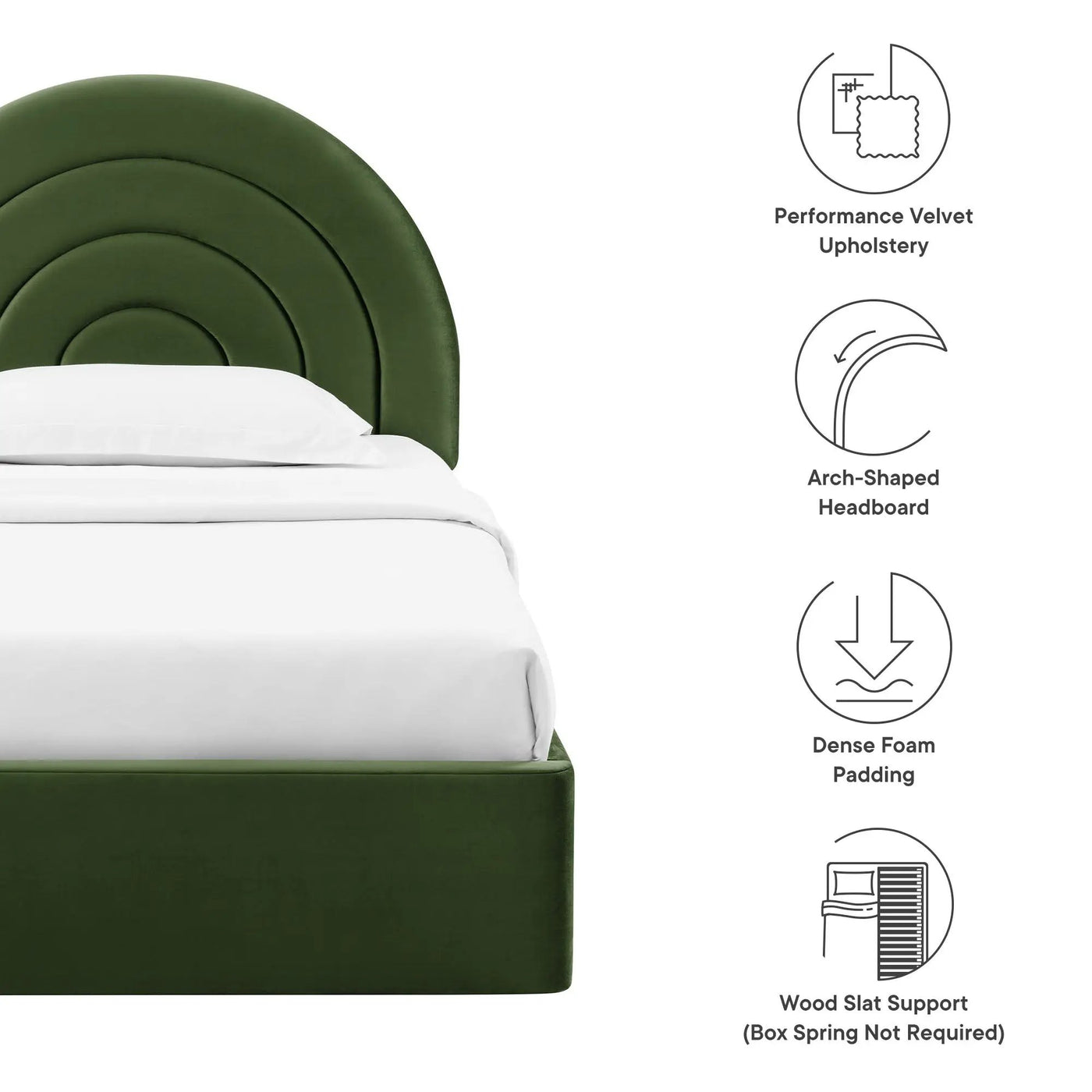 Solana Arched Performance Velvet Twin Platform Bed by HouseOfZazla