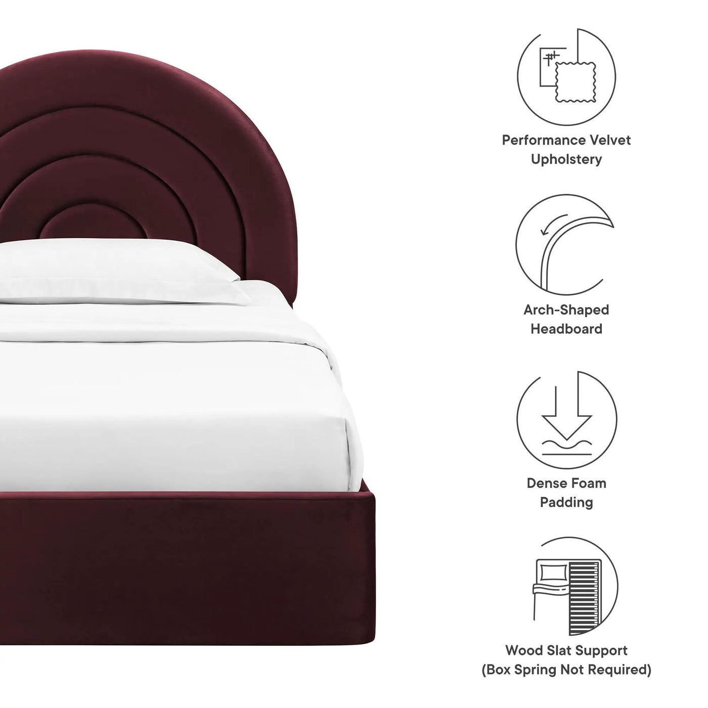 Solana Arched Performance Velvet Twin Platform Bed by HouseOfZazla