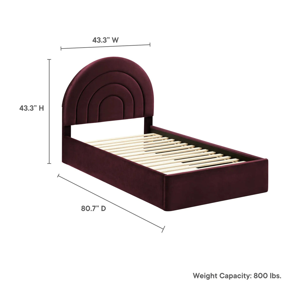Solana Arched Performance Velvet Twin Platform Bed by HouseOfZazla