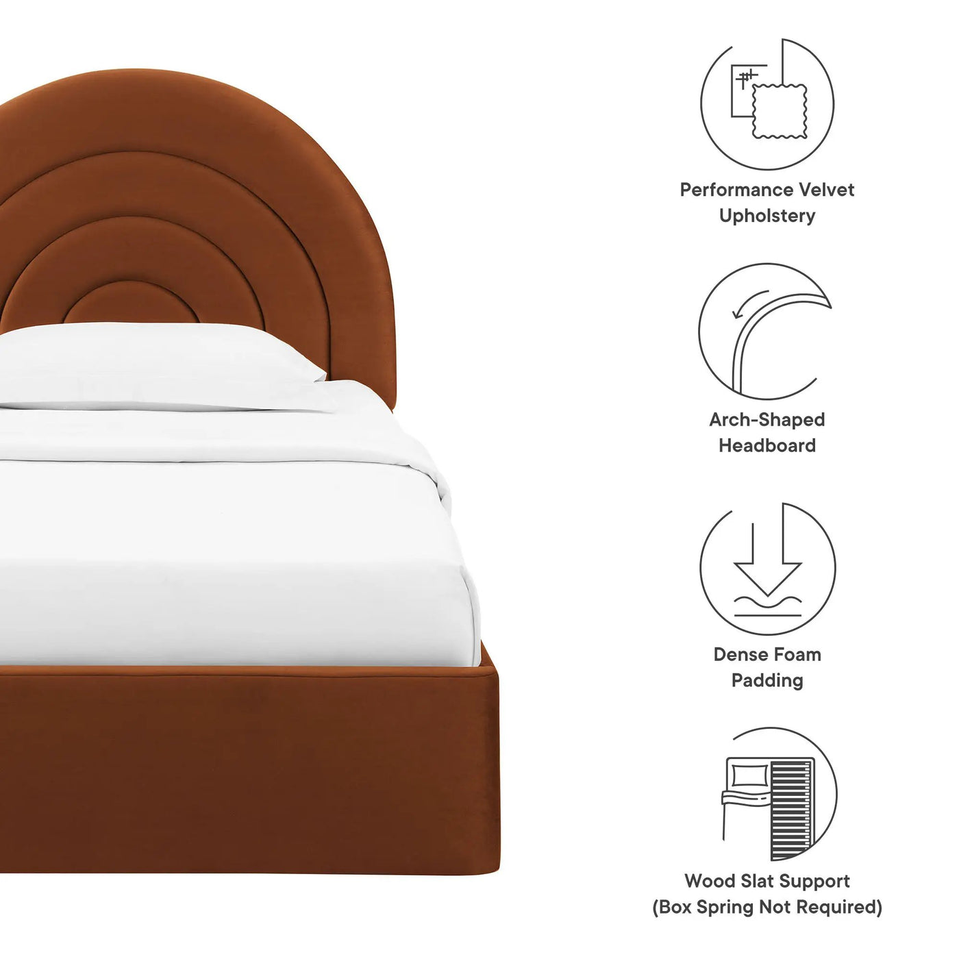 Solana Arched Performance Velvet Twin Platform Bed by HouseOfZazla