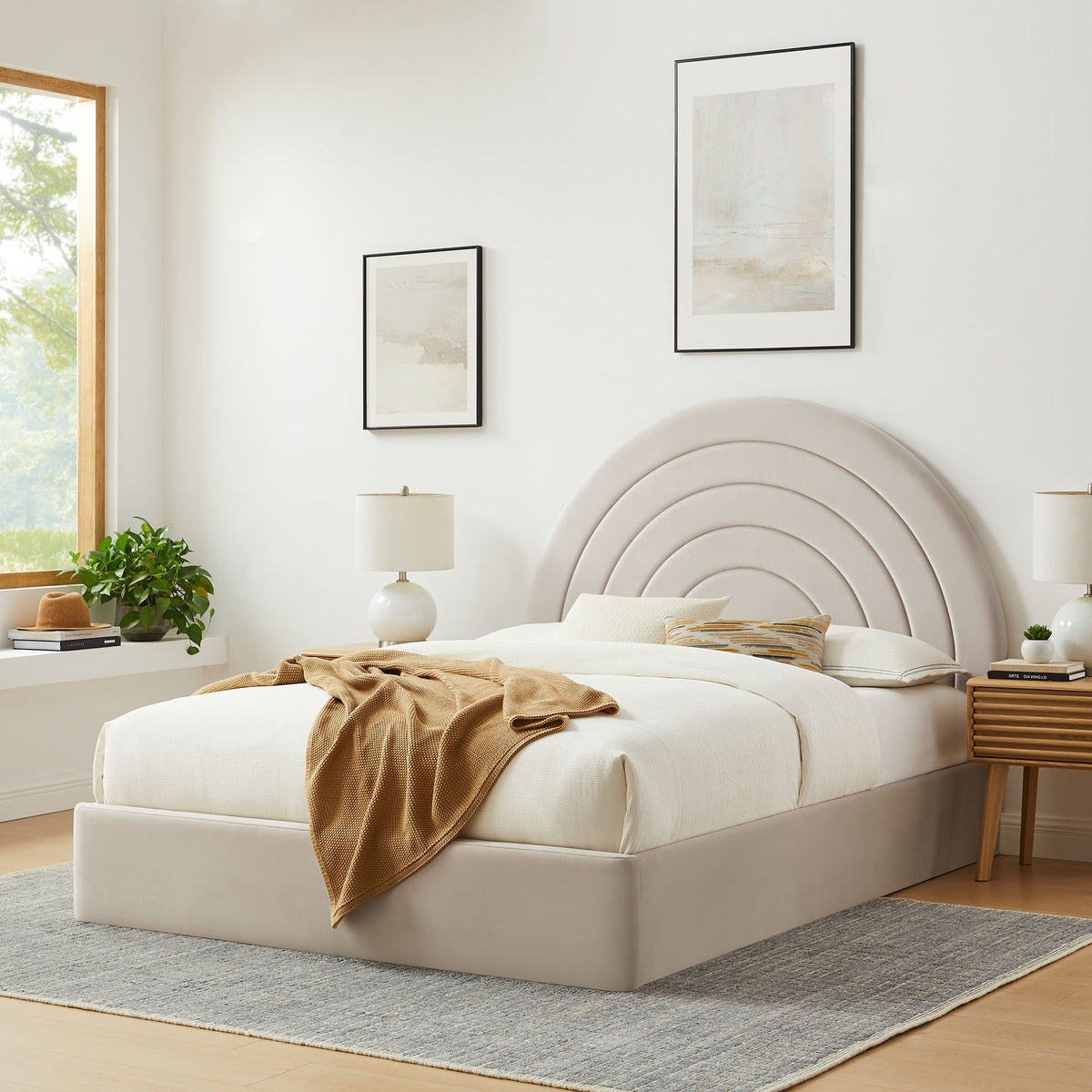 Solana Arched Performance Velvet Full Platform Bed by Modway, photo 8 of 40