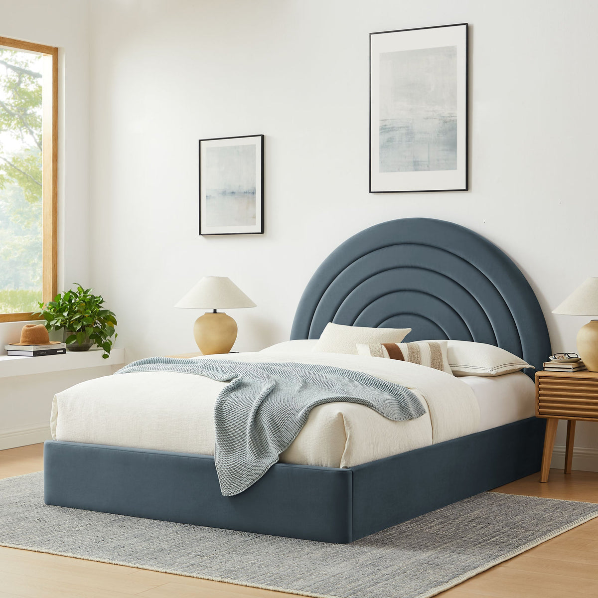 Solana Arched Performance Velvet Full Platform Bed by Modway, photo 17 of 40