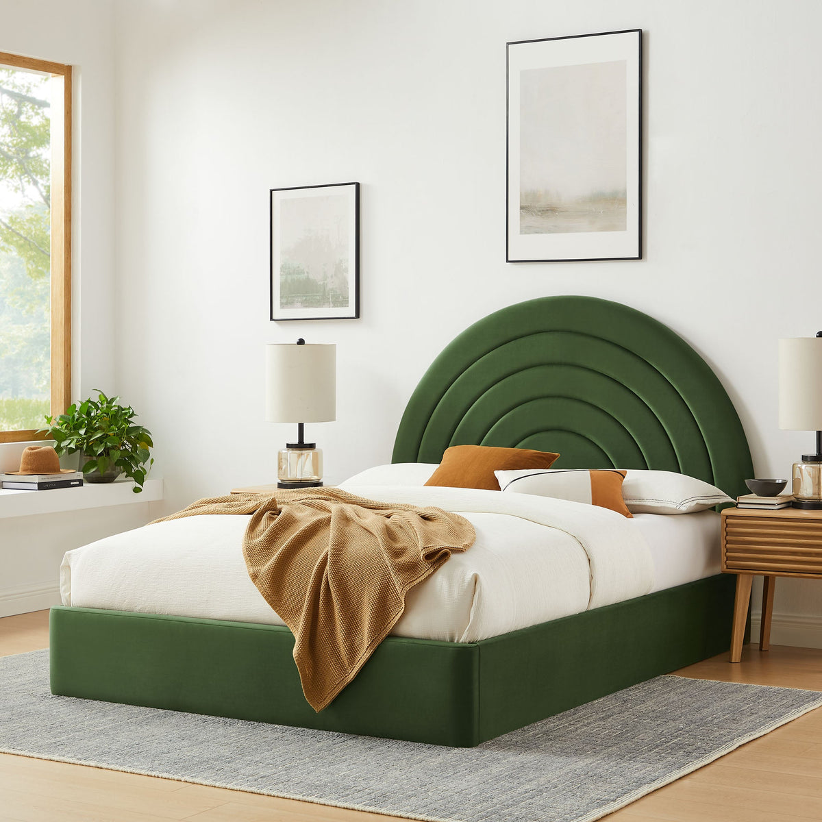 Solana Arched Performance Velvet Full Platform Bed by Modway, photo 26 of 40