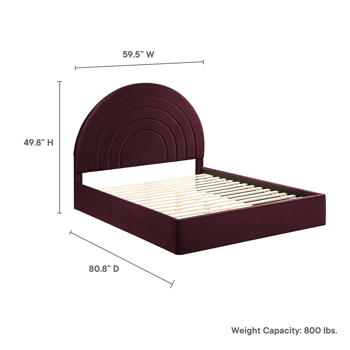 Solana Arched Performance Velvet Full Platform Bed by Modway, photo 30 of 40