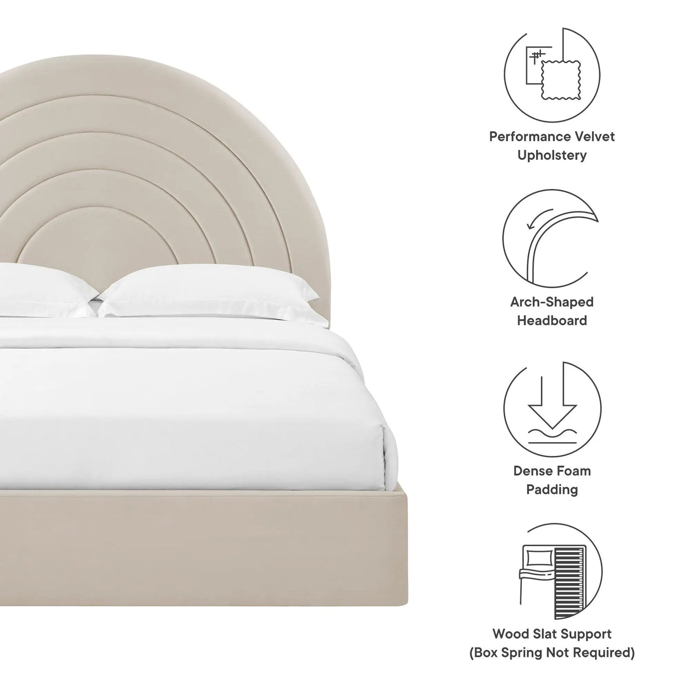 Solana Arched Performance Velvet Queen Platform Bed by Modway by HouseOfZazla