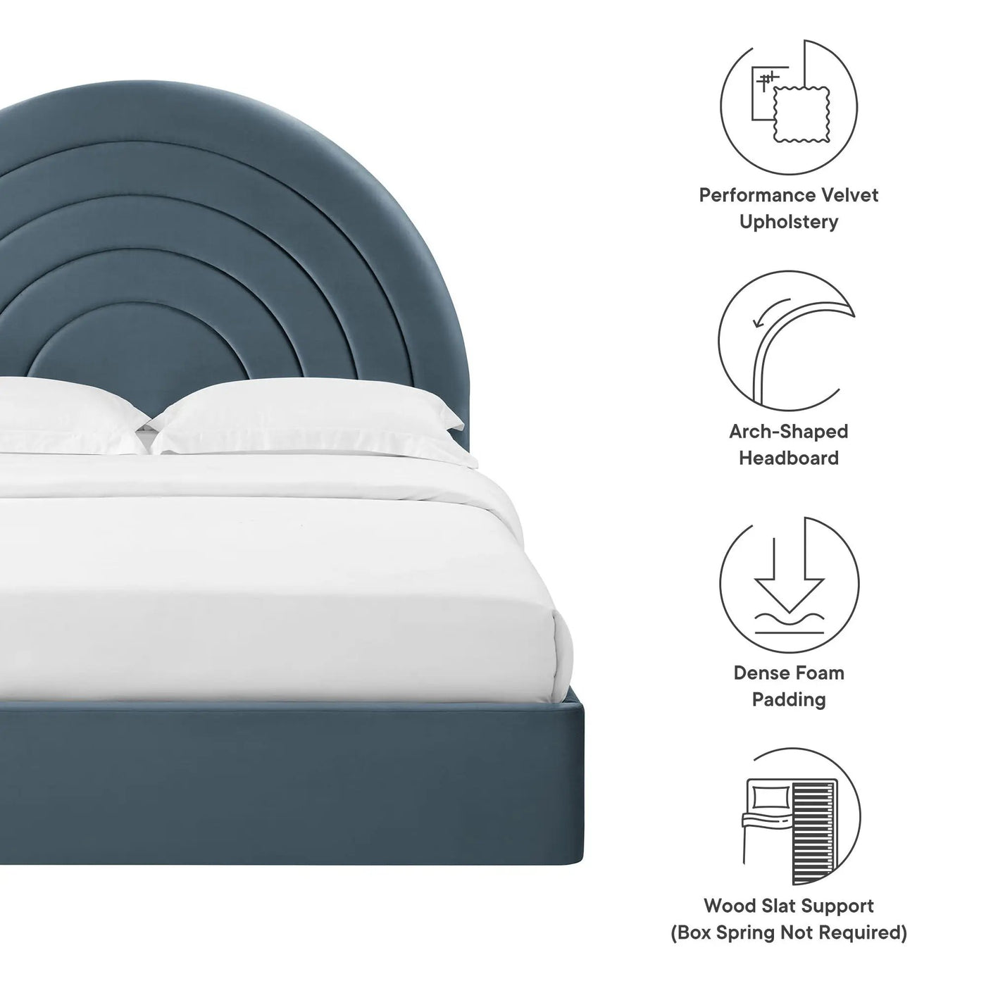 Solana Arched Performance Velvet Queen Platform Bed by Modway by HouseOfZazla