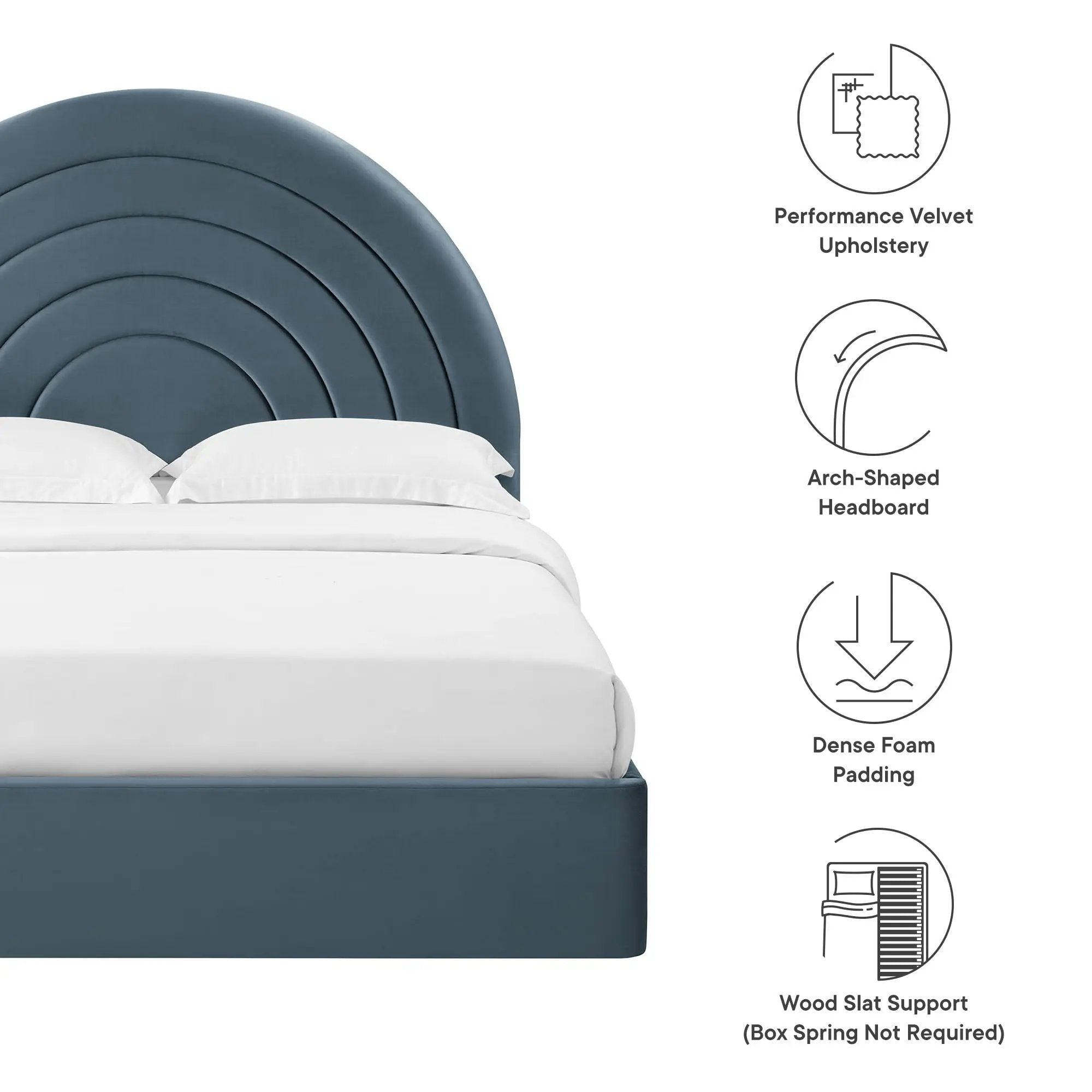 Solana Arched Performance Velvet Queen Platform Bed by Modway by HouseOfZazla