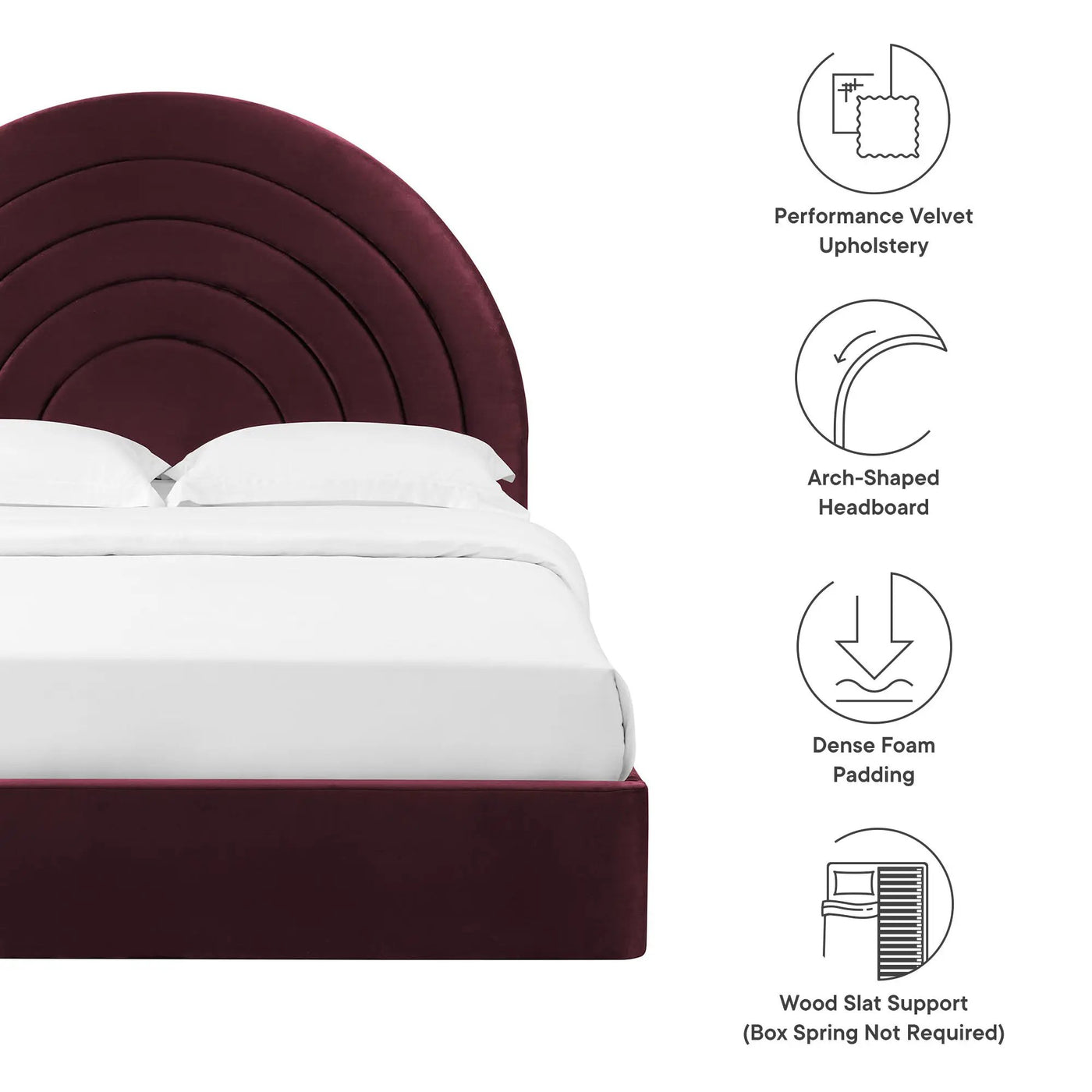Solana Arched Performance Velvet Queen Platform Bed by Modway by HouseOfZazla