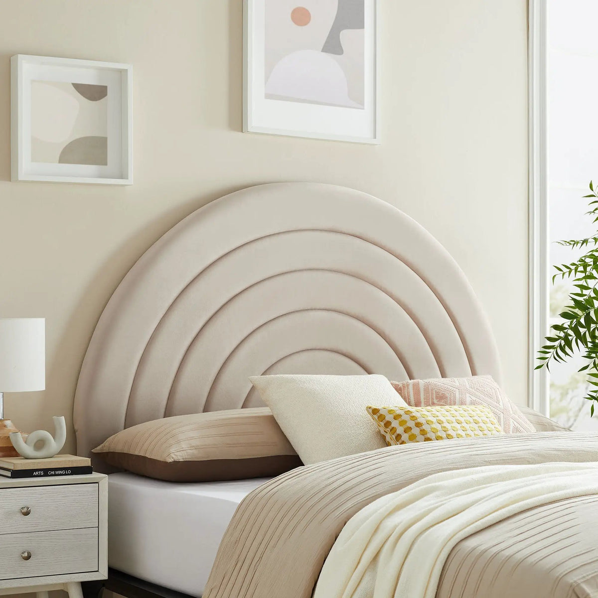 Solana Arched Performance Velvet Queen Headboard by HouseOfZazla