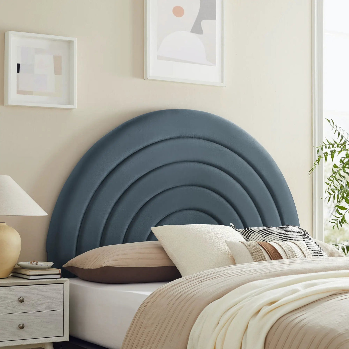 Solana Arched Performance Velvet Queen Headboard by HouseOfZazla