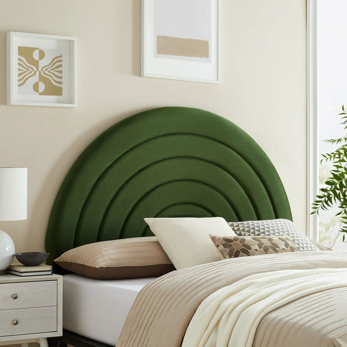 Solana Arched Performance Velvet Queen Headboard by HouseOfZazla