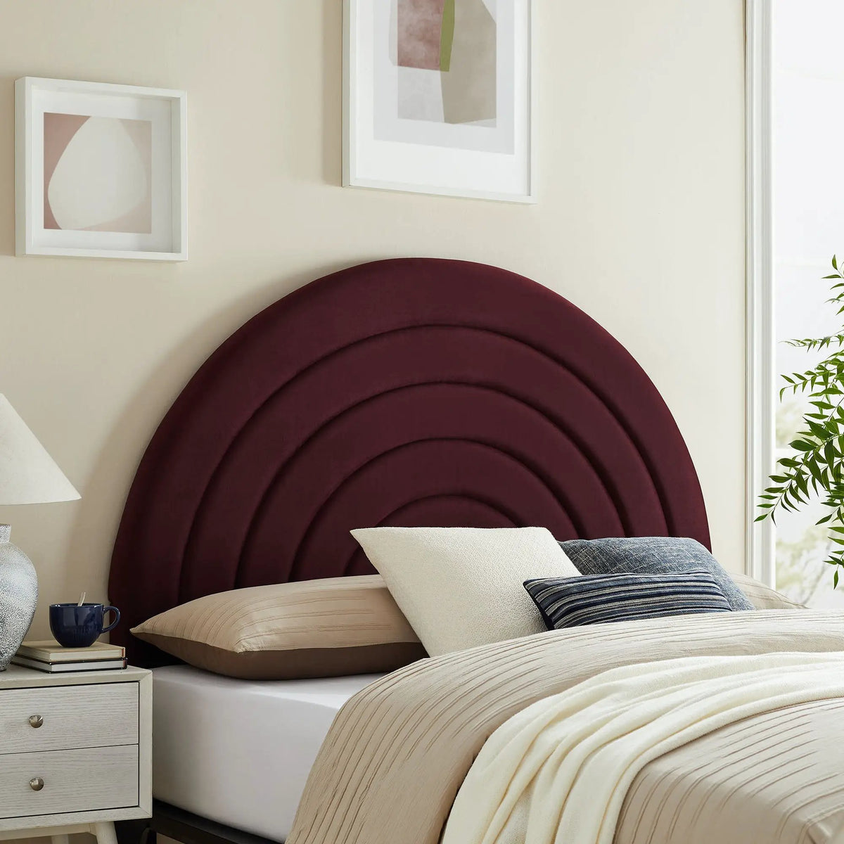 Solana Arched Performance Velvet Queen Headboard by HouseOfZazla