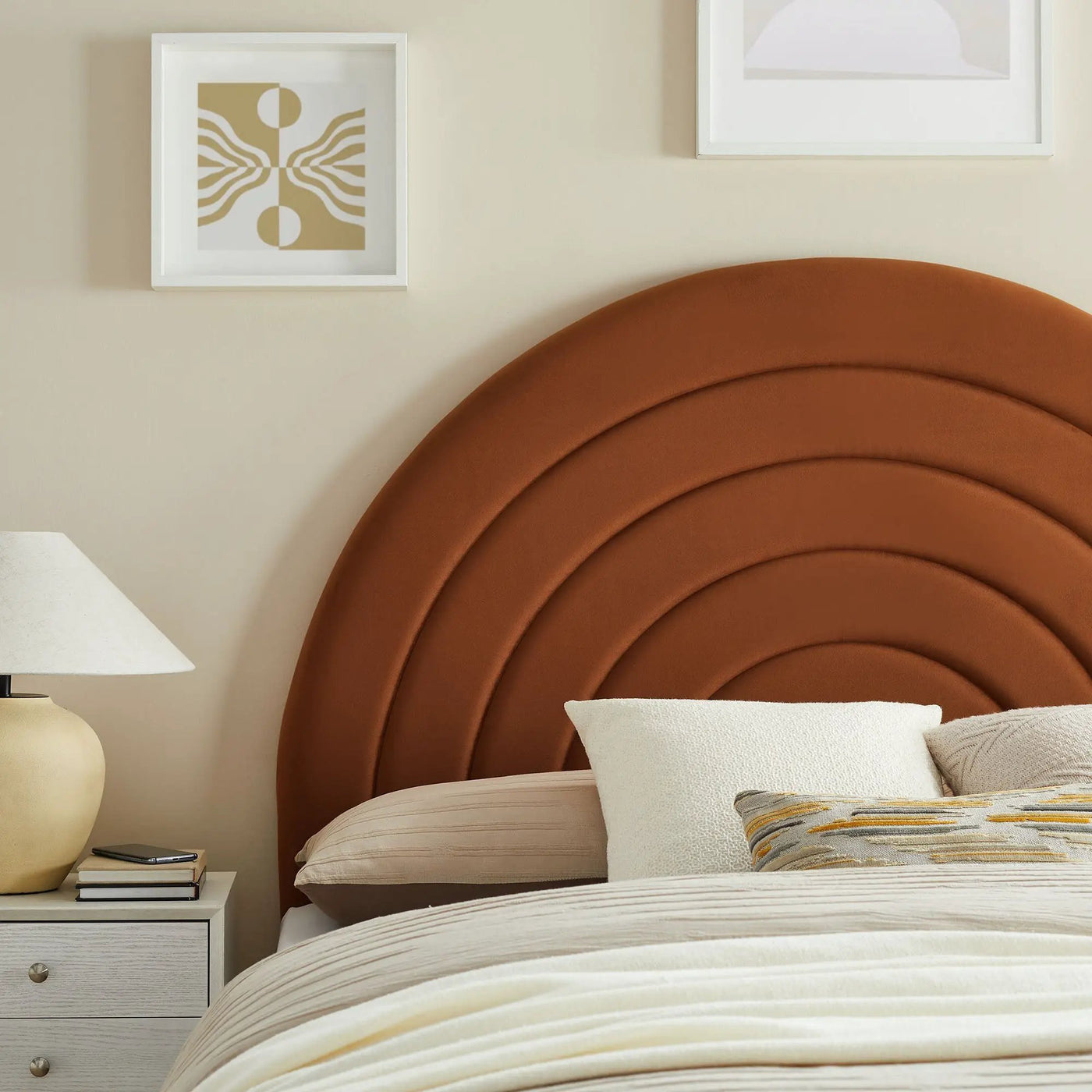 Solana Arched Performance Velvet Queen Headboard by HouseOfZazla