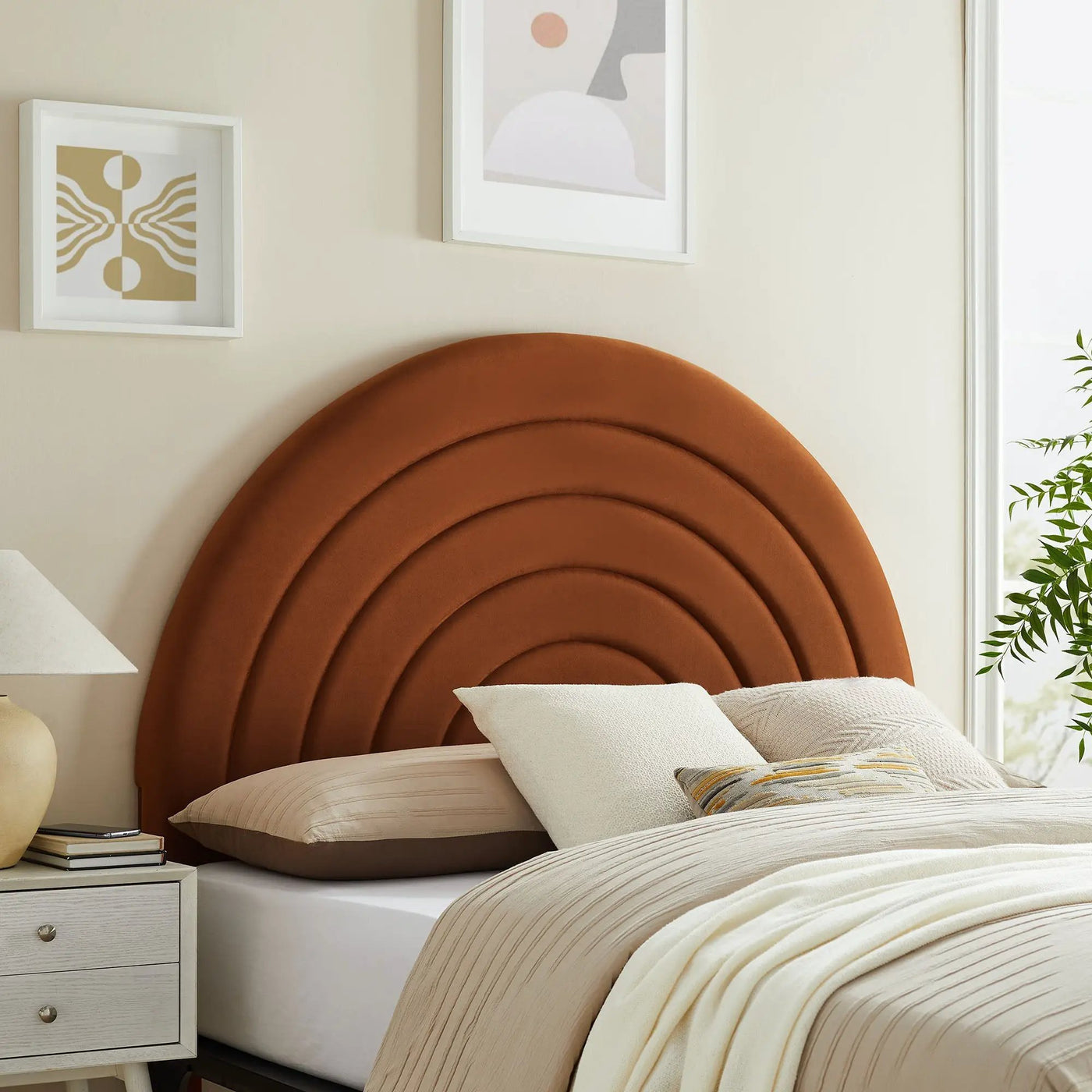 Solana Arched Performance Velvet Queen Headboard by HouseOfZazla