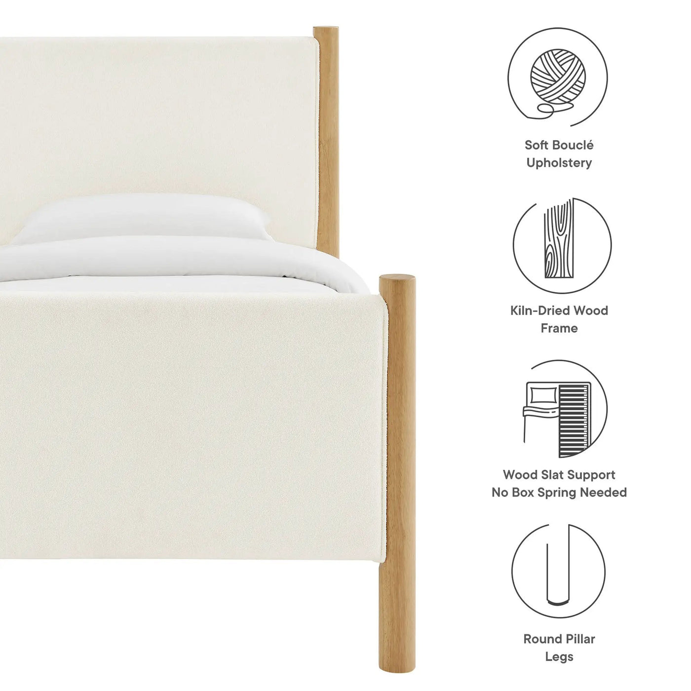 Maven Twin Size Boucle Upholstered Platform Bed by Modway by HouseOfZazla