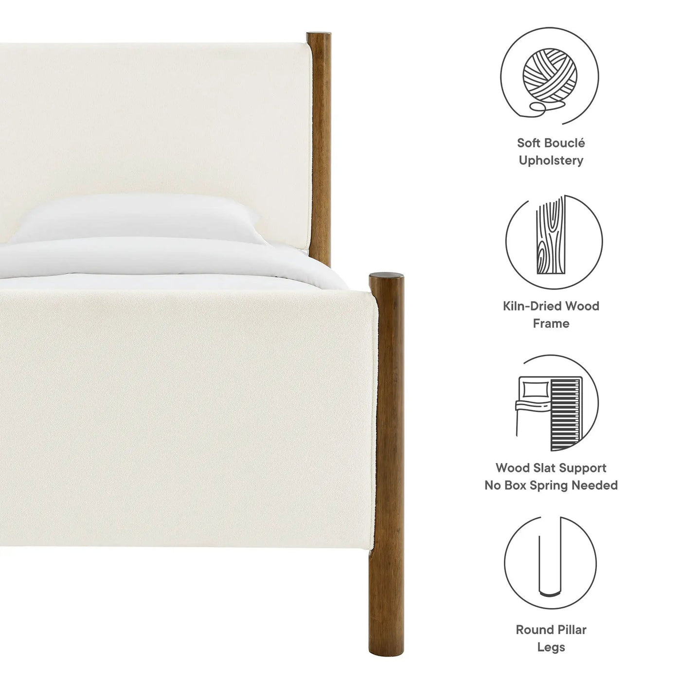 Maven Twin Size Boucle Upholstered Platform Bed by Modway by HouseOfZazla