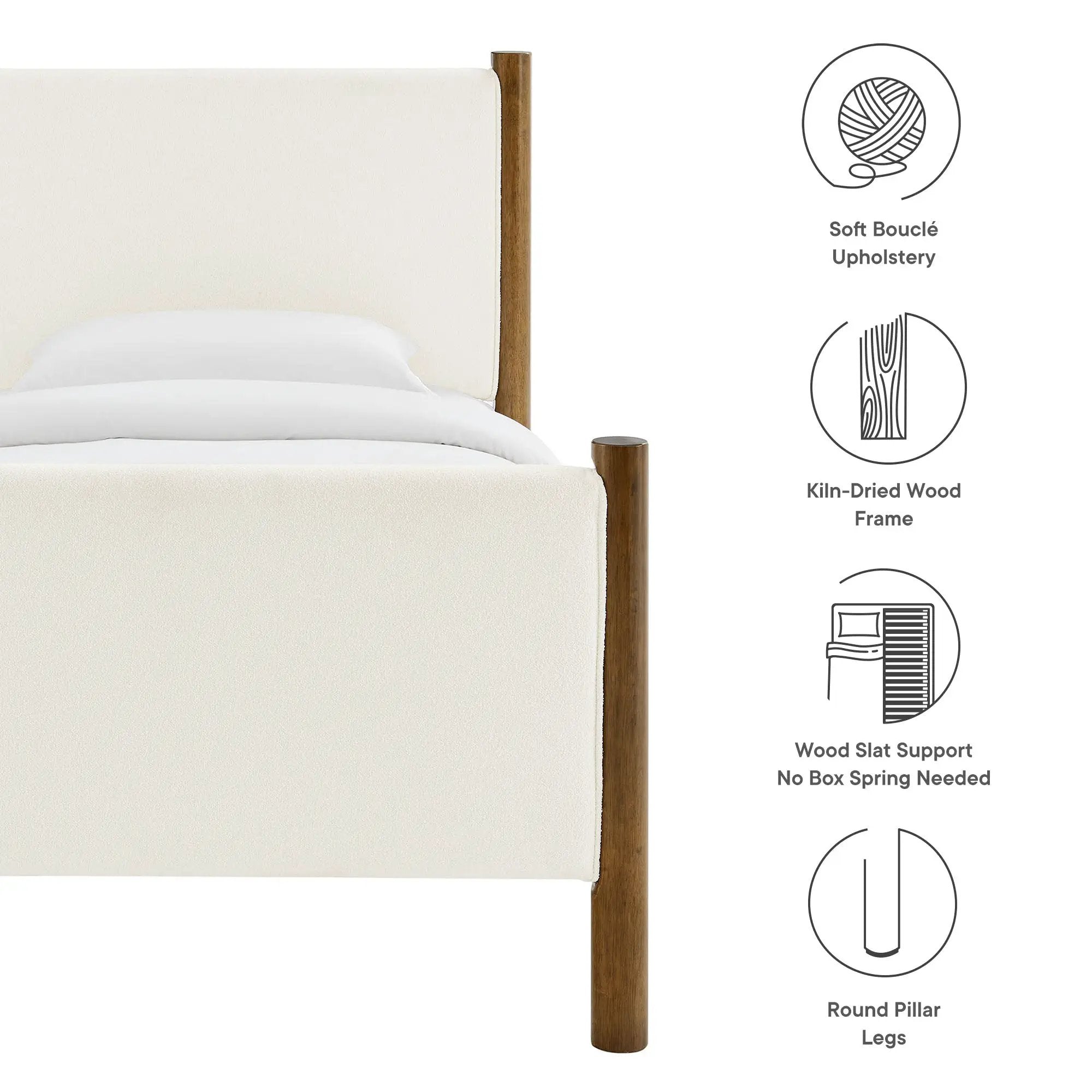 Maven Twin Size Boucle Upholstered Platform Bed by Modway by HouseOfZazla