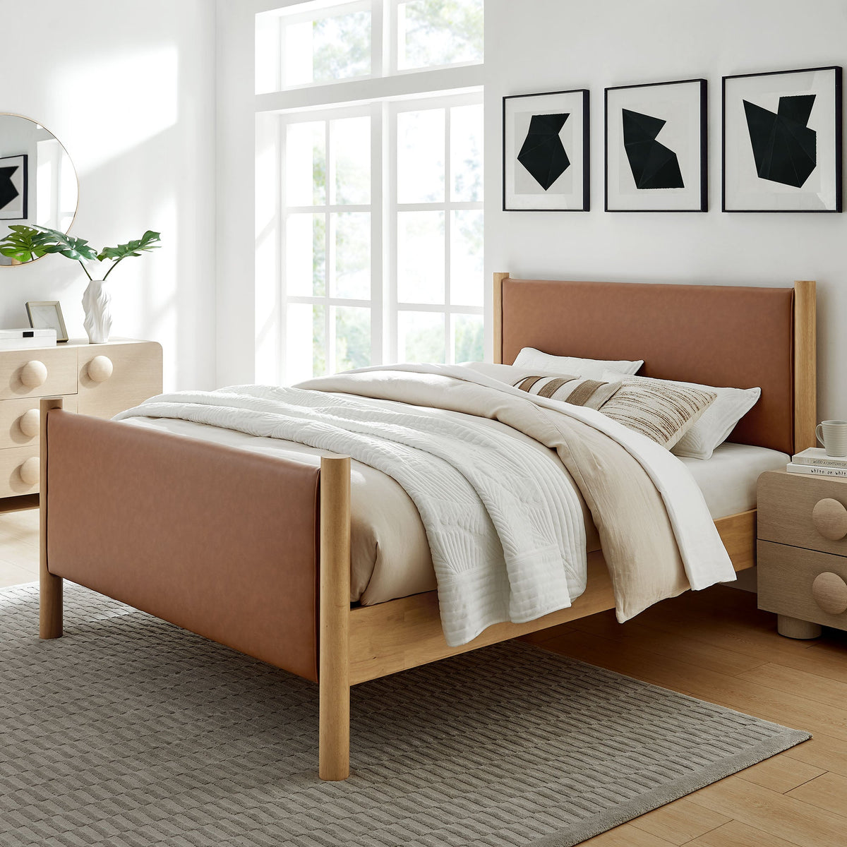 Maven Full Size Vegan Leather Upholstered Platform Bed by Modway, photo 8 of 18