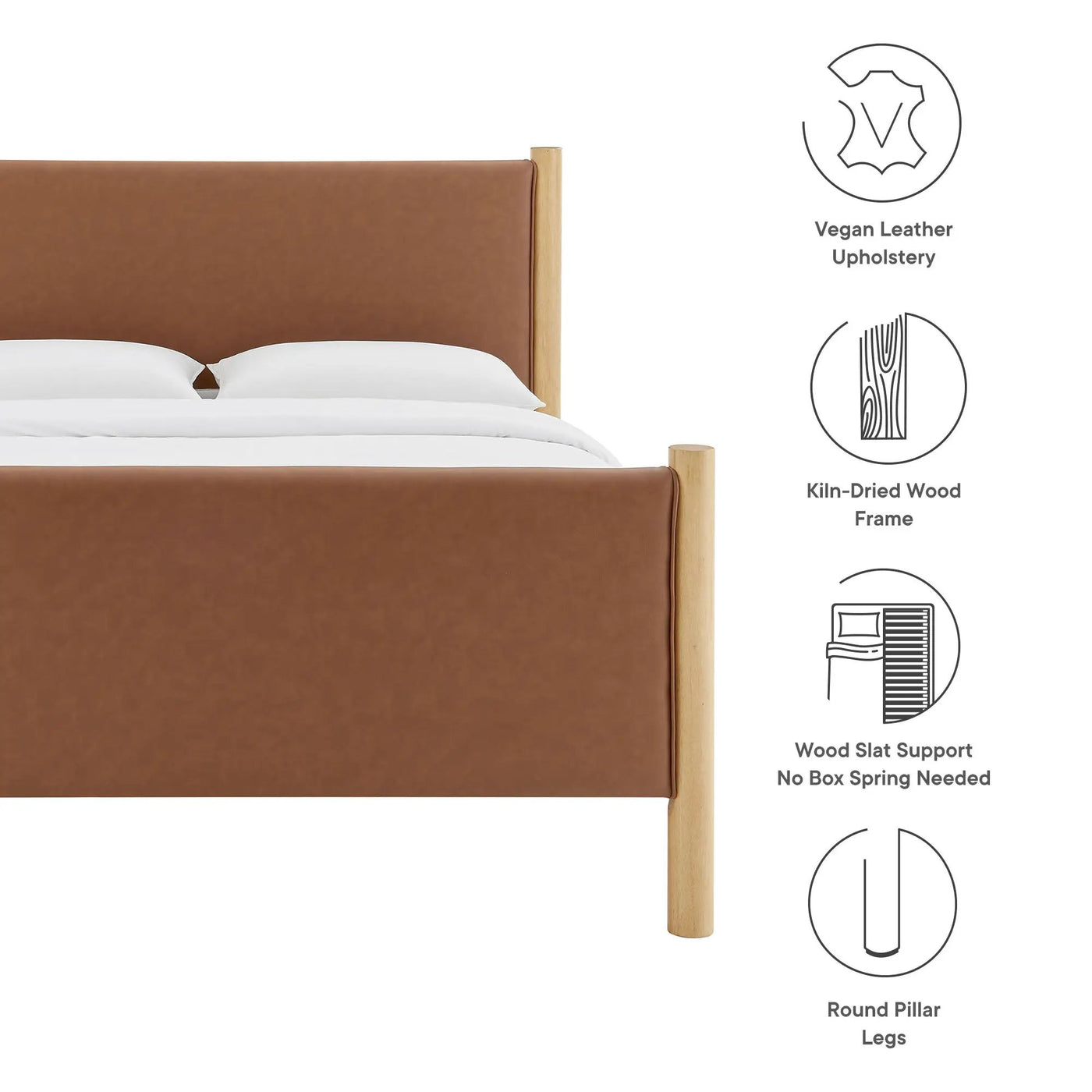 Maven Queen Size Vegan Leather Upholstered Platform Bed by HouseOfZazla