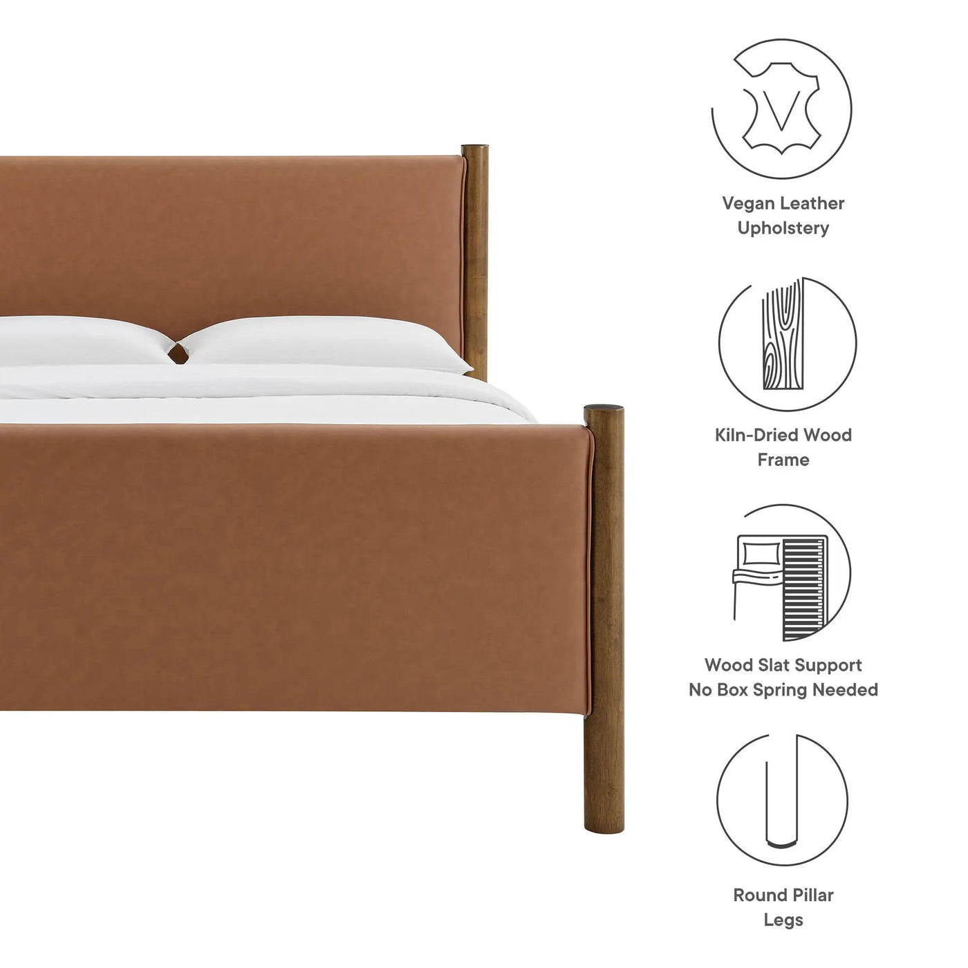 Maven Queen Size Vegan Leather Upholstered Platform Bed by HouseOfZazla